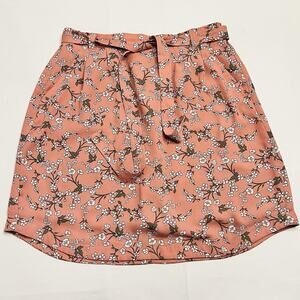 LOFT Outlet Pink Floral Tie-Waist Casual Skirt, Women’s Small (A0132)